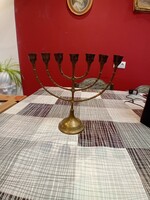 Copper menorah, 7-branch candle holder