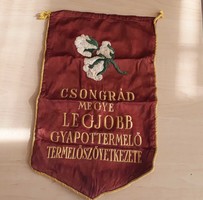 Szocialista zászló, 45×28 cm, ötvenes-hatvanas évek, legjobb gyapottermelő szövetkezet