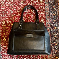 Larger size women's handbag, black women's bag, leatherette with black reticule, multi-pointed bag flawless!