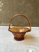 Amber glass basket.