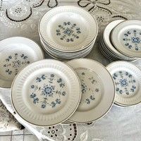 Retro Russian 31-piece dinnerware set from the 70s from the Soviet Union forget-me-not porcelain plate set
