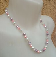 Fashion necklace - pastel colored waxed pearls