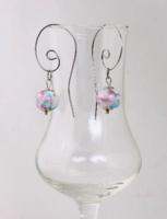 Tiny glass lamp bead earrings on a stainless steel hanger