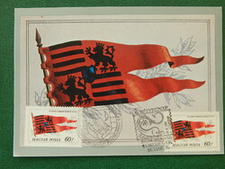 Postcard - cm - Hunyadi coat of arms flag xv.No. - King Matthias stamp and occasional stamps /3