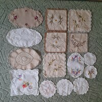 15 pieces of hand-embroidered and crocheted tablecloths