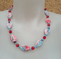 Fashion necklace - colorful shape with pearls