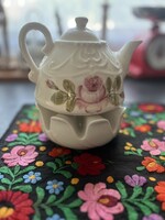 Old, snow-white Seltmann (Bavaria) German porcelain warming tea pot warmer