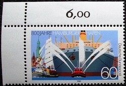 N1419s / Németország 1989 A hamburgi hárper bélyeg postatiszta ívsarki összegzőszámos