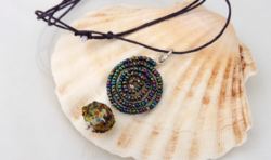 Rainbow lamp bead necklace, glass jewelry