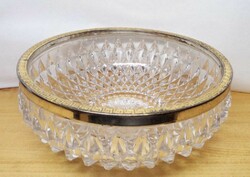 Silver-plated rim engraved offering, salad crystal bowl 1930s-1940s rarity