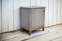 Vintage renovated wooden bedside table small chest of drawers
