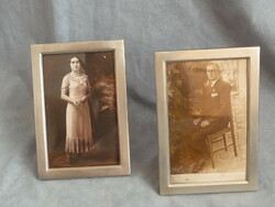2 Alpaca photo frames plain art deco photo frames in pairs simple metal photo frames pair 1920s