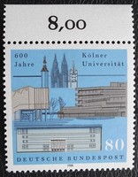 N1370sz / Németország 1988 A Kölni Egyetem 600 éves bélyeg postatiszta ívszéli összegzőszámos