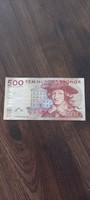 500 svéd korona, még beváltható,  hajtott,  többször hajtott bankjegy
