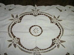 Beautiful off-white tablecloth runner with lace inserts