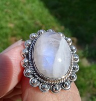 Gyönyörű szivárvány holdkő ezüst gyűrű
