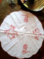 Bird and flower pattern machine-stitched round quilt 46 cm xx