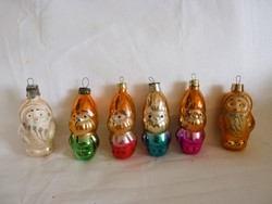 Old glass Christmas tree decorations - 4 gnomes + 2 elves!
