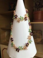 Colorful necklace and bracelet made of polished crystal beads