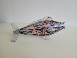 Retro old glass fish 31 cm mid century table decoration glass