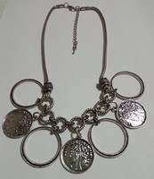 Retro fashion necklace - silver color with special metal pendants