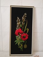 Retro, embroidered poppy wall picture 2000 ft