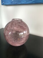 Beautiful pink, spherical, veiled glass small vase (73)