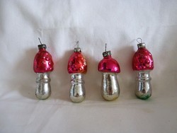 Old glass Christmas tree decorations - 4 mushrooms!