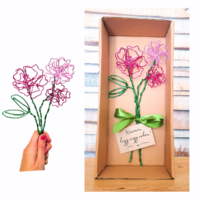 Flower bouquet made of wire - unique eternal flower - floral gift idea for ladies - artificial flower rose, peony