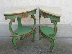 Baroque style corner console table, side table, with marble top, 2 pcs