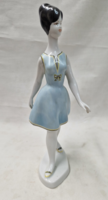 Ravenclaw porcelain walking girl in blue dress in perfect condition 24.5 cm