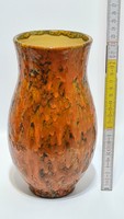 Brown, orange-glazed ceramic vase from Hódmezővásárhely (3006)