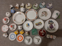 Hollóháza, Alföldi, Zsolnay wall plate coffee cup, saucer, sugar bowl, plates, cups