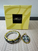 Herendi siang noir pattern bracelet with pendant in gift box!