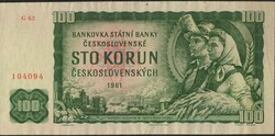 D - 149 - foreign banknotes: Czechoslovakia 1961 100 crowns