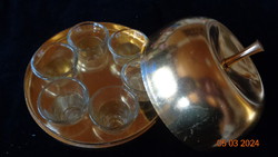 Retro glass holder, 2 cl, 6 pcs, anodized, aluminum in apple, 60s