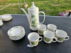 T1548 lowland green flower coffee pourer and 5 cups