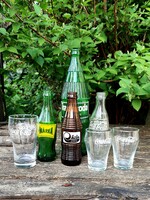 Oasis, brand, traubisoda, and coca cola bottle with glasses.