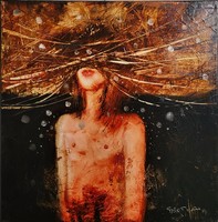 András Győrfi - chaos in my head 40 x 40 cm oil on canvas
