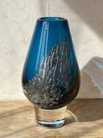 Schott Zwiesel Heinrich Loffelhardt kék buborékos váza 24 cm (U0029)