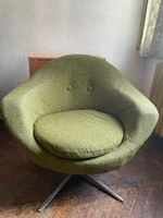 Retro emerald green swivel armchair
