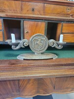 Antique coat of arms wooden candle holder
