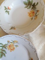 Zsolnay yellow rose plate in a flat deep pair