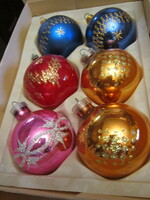 6 Retro Christmas tree ornament glass