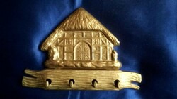 Copper, house-shaped wall key holder