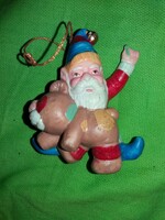 Retro quirky hand painted ceramic Christmas tree decoration with Santa Claus toy teddy bear according to the pictures