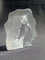 Vintage equestrian glass letter weights, glass ornament