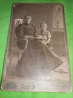 Antique 1910. Hardboard photo sepia mother with child Lintner Ferenc Szeged 16x10 cm, according to the pictures
