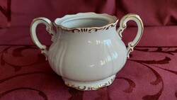 Zsolnay porcelain sugar bowl, gold stafir