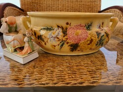 Giant Zsolnay bowl with chrysanthemum decor